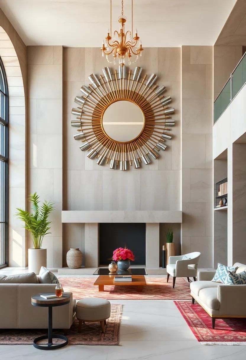 The Dramatic Impact of Oversized Art Deco sunburst Mirrors as Statement pieces in Grand Entrances