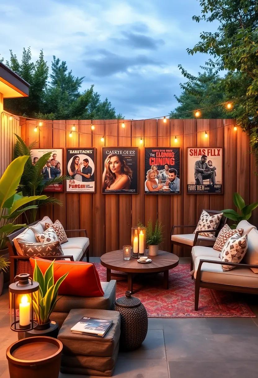 A Collection of Classic Film Posters Hanging on a ⁢Wooden Fence to Set the Movie Mood
