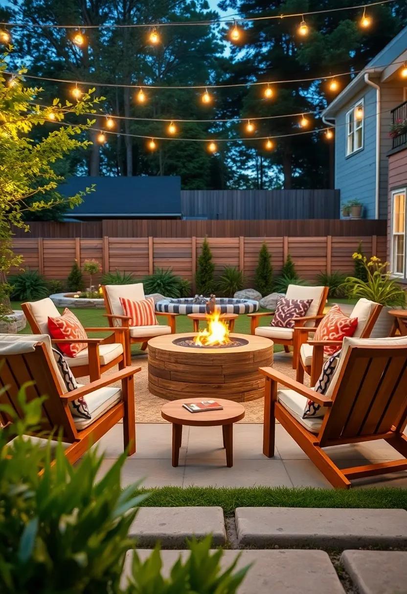 A Comfortable ⁤Camping Chair Group Around a Polished Wooden Fire Pit in the Backyard
