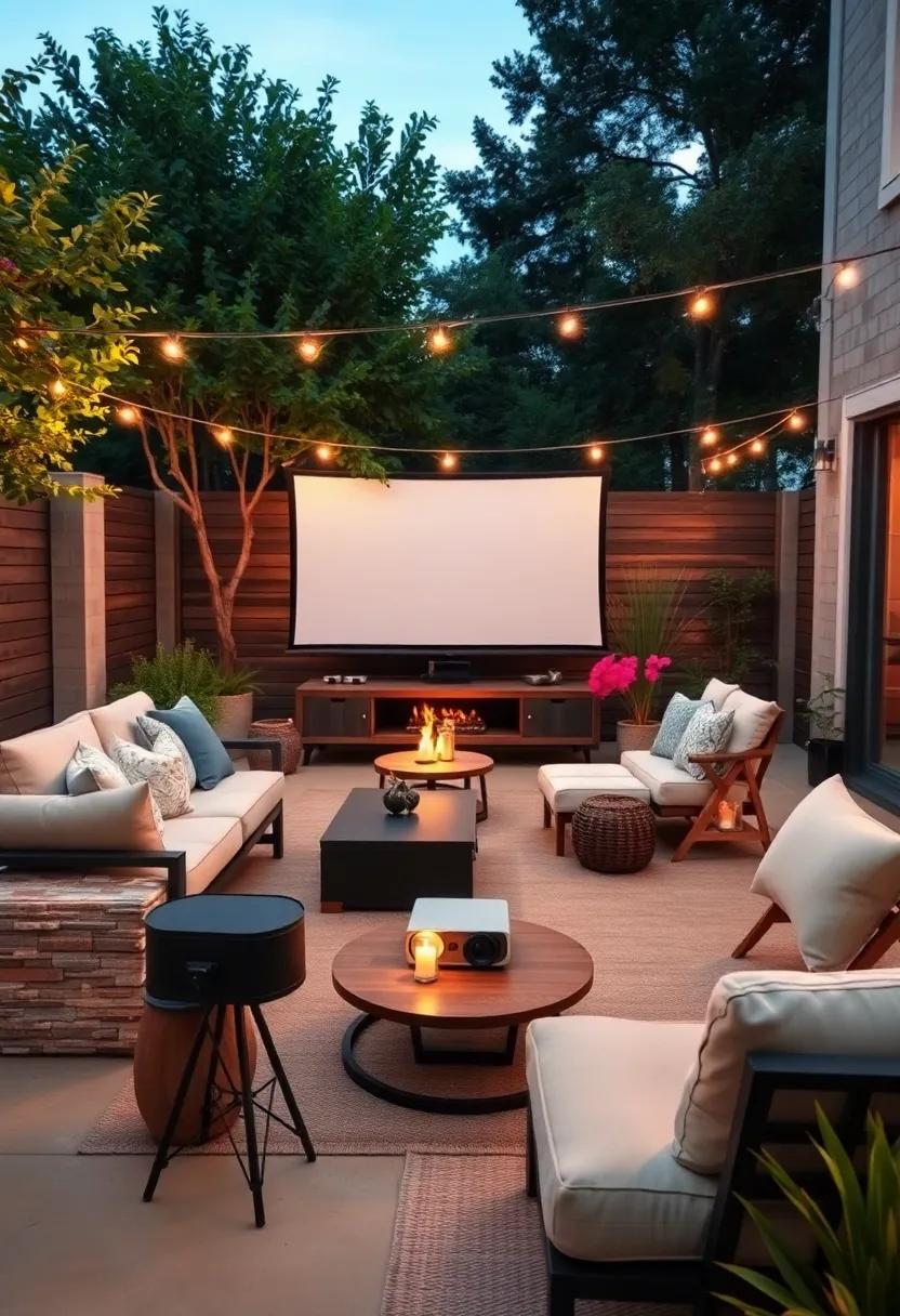 A Minimalist Outdoor Projector Stand Blending Smoothly With Contemporary Backyard decor