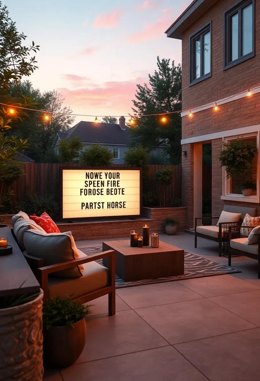 A Personalized⁤ Outdoor ⁣Movie Marquee ⁤Signboard Shining ‌Bright ⁢at‍ Twilight