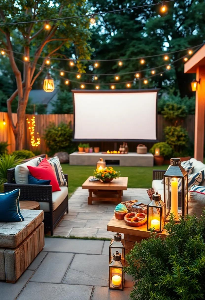 A Small Snack Bar Featuring Colorful Cupcakes, Pretzels, and Chocolate ‍Bars Illuminated by Soft Lanterns