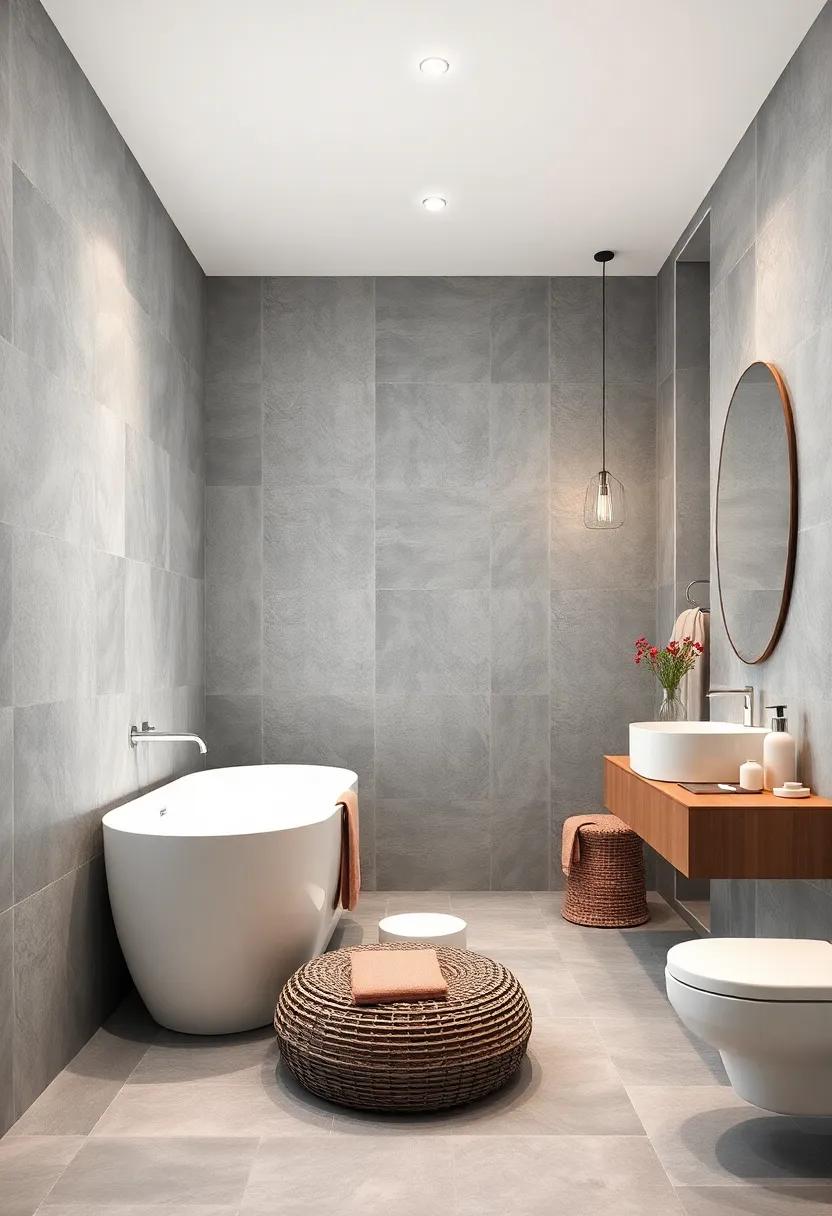 Mix‍ matte ⁢grey tiles with‍ glossy white ⁢fixtures to create a balanced contrast⁢ in textures