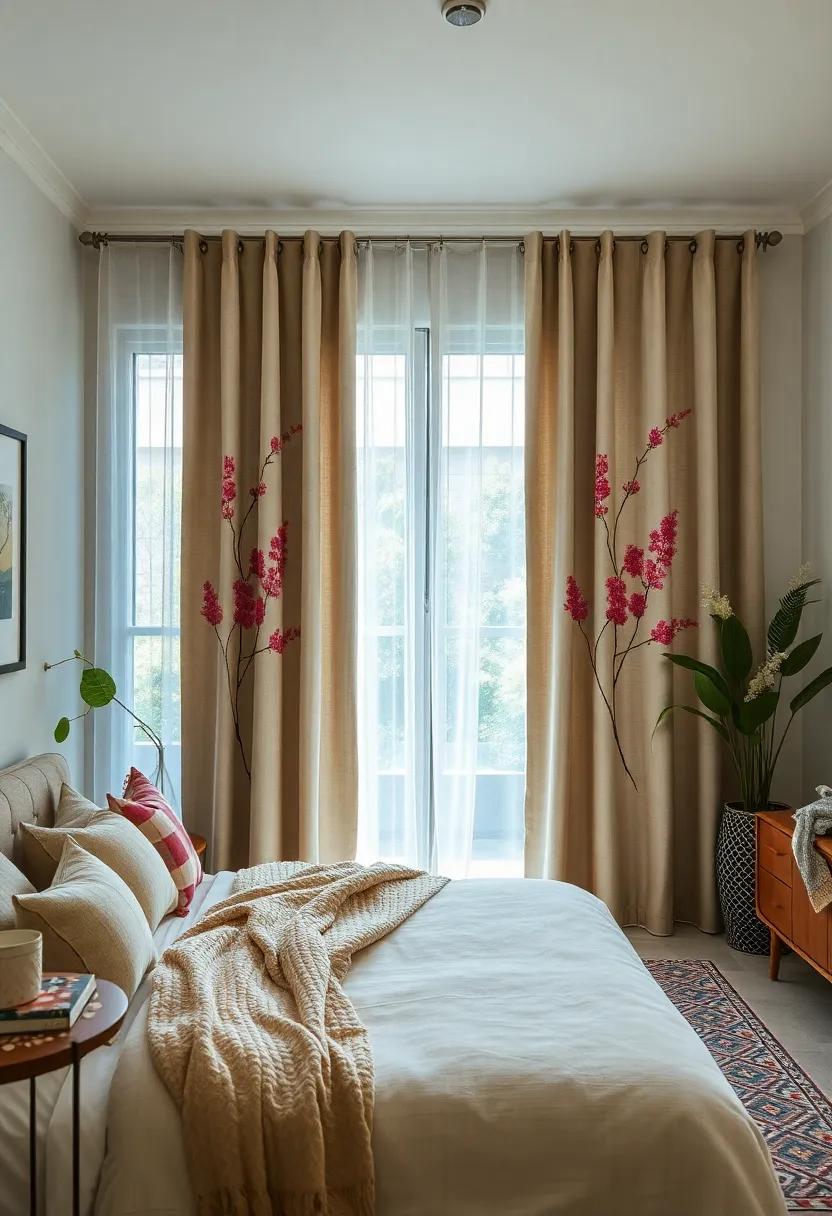 Cotton Canvas Curtains with Hand-Painted Motifs for a⁣ Personal Touch