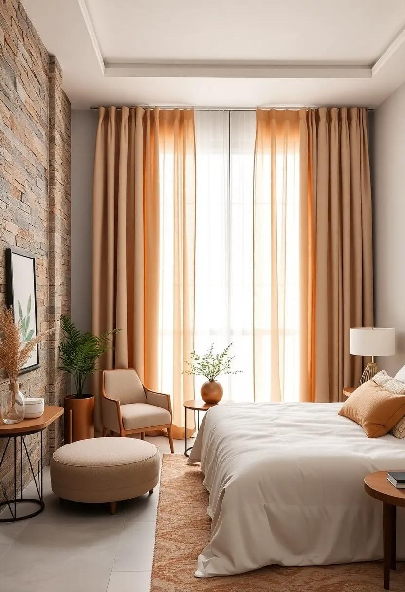 Silk ⁢Blend curtains⁣ in warm Champagne tones to Subtly Reflect Light