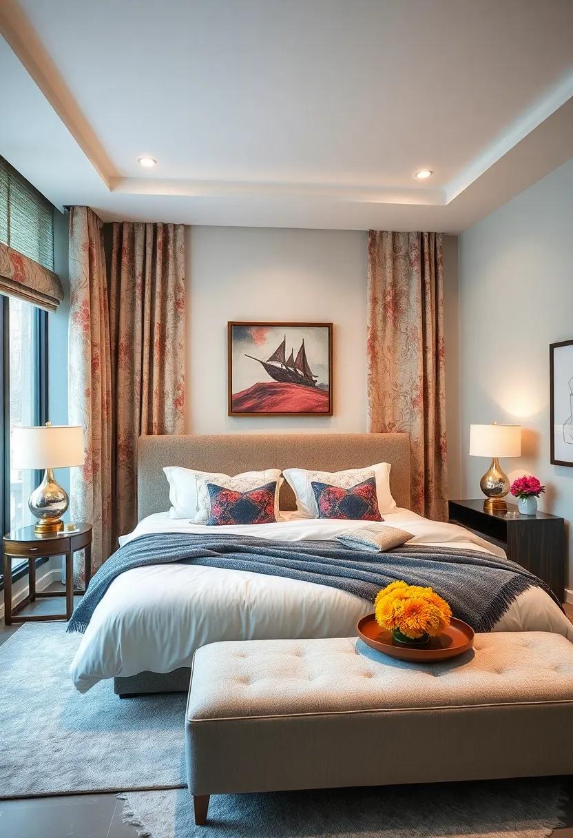Elevating Guest Room⁣ Charm With Floral Patterns ​and Textured Curtains in Coordinated Window‍ Treatments