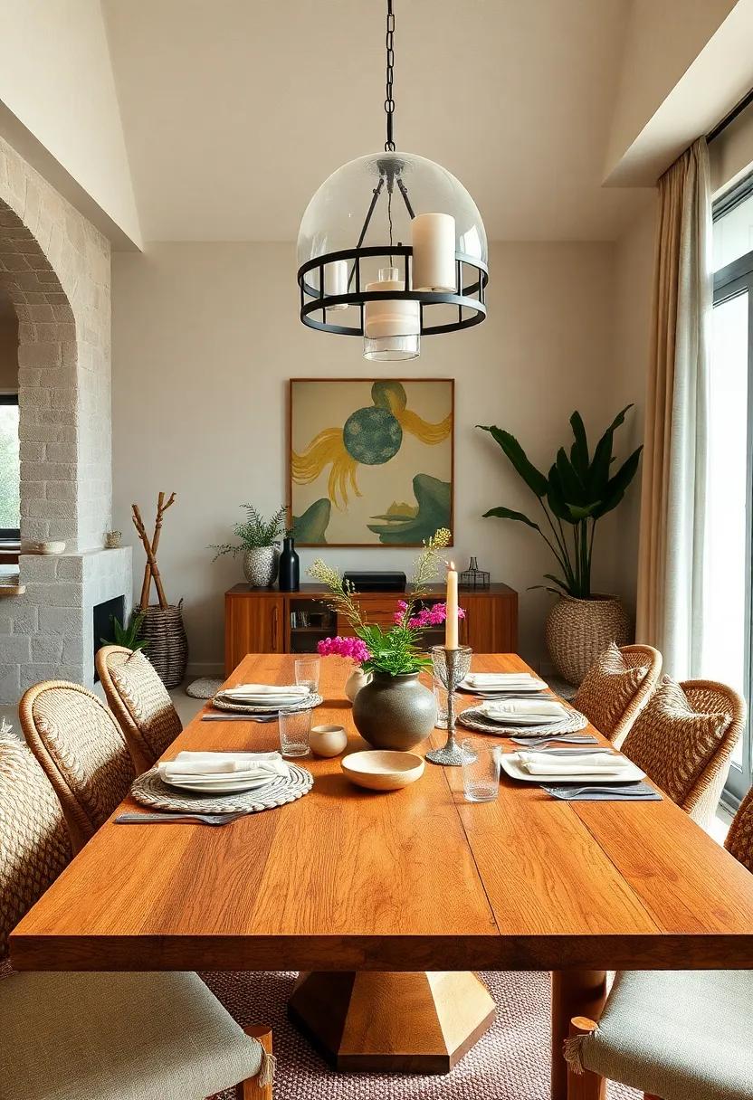 Scatter artisan-made coasters or trinkets to personalize the tabletop