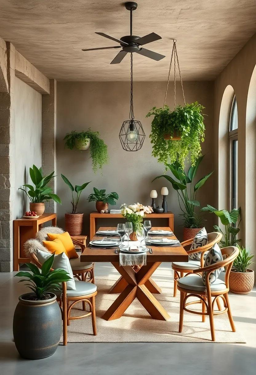 Incorporate potted plants and hanging greenery to breathe life into the space