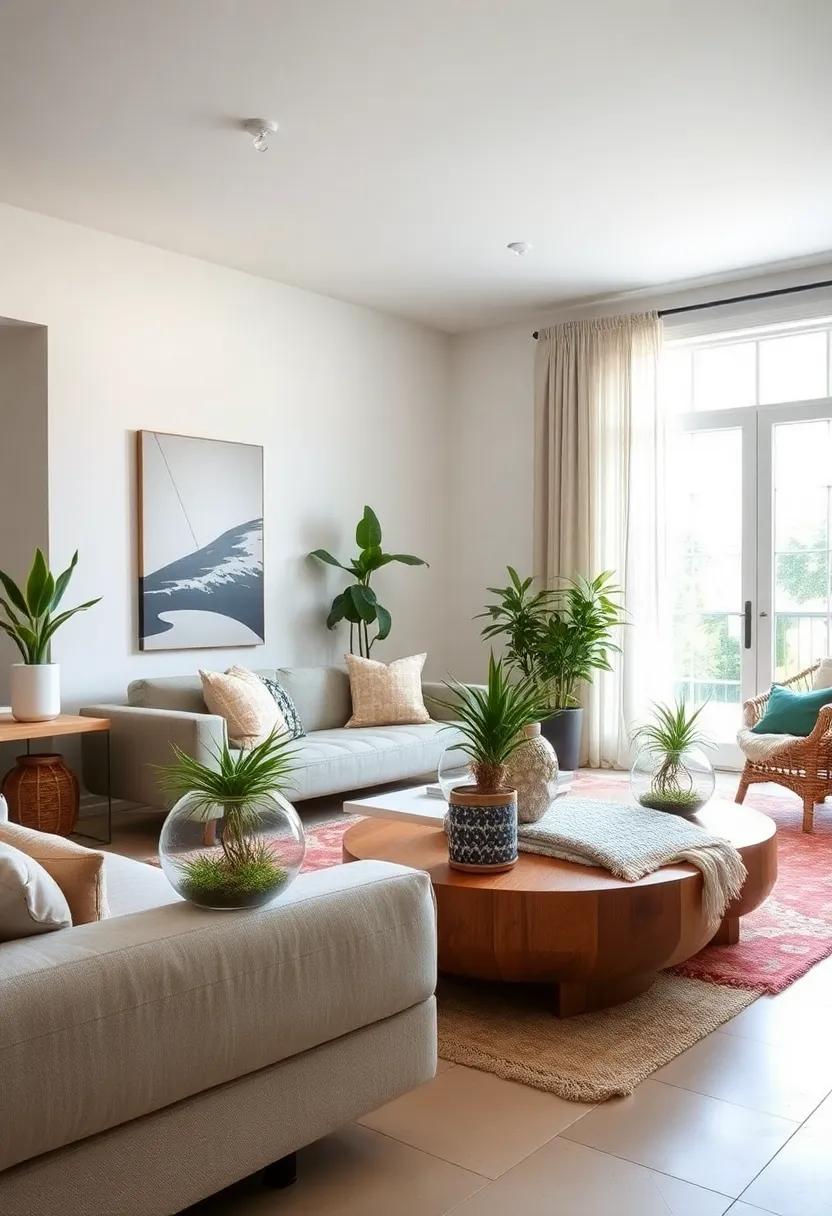 Bring in ⁣airy glass terrariums with air plants for a modern, low-maintenance natural touch