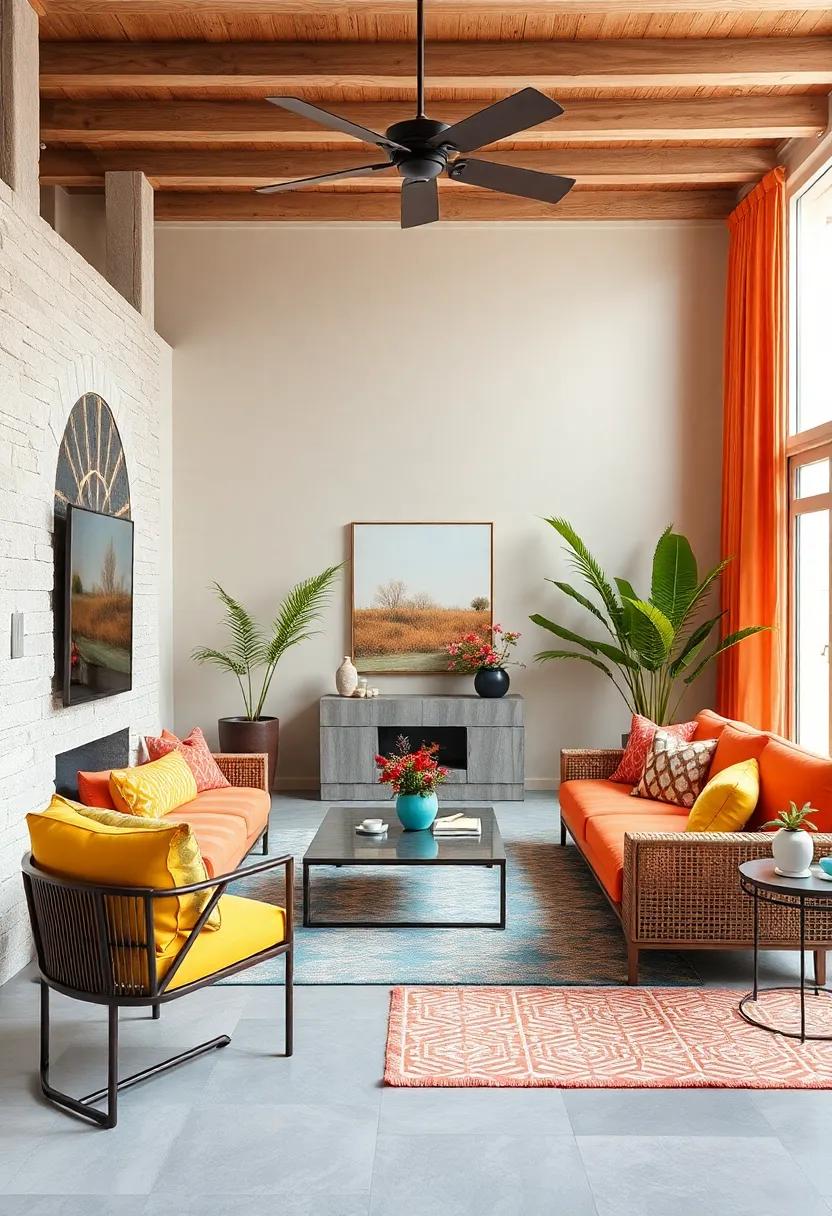 Mango Tango: Deep mango orange, vivid coral, sunny yellow,⁢ and turquoise blue to energize any living space with tropical warmth