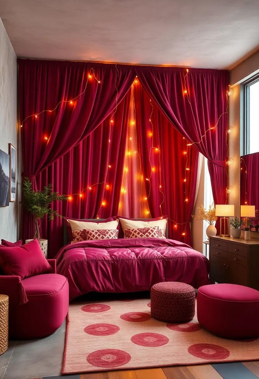 Gold Photo Clips⁣ for Displaying Burgundy-Toned Polaroids