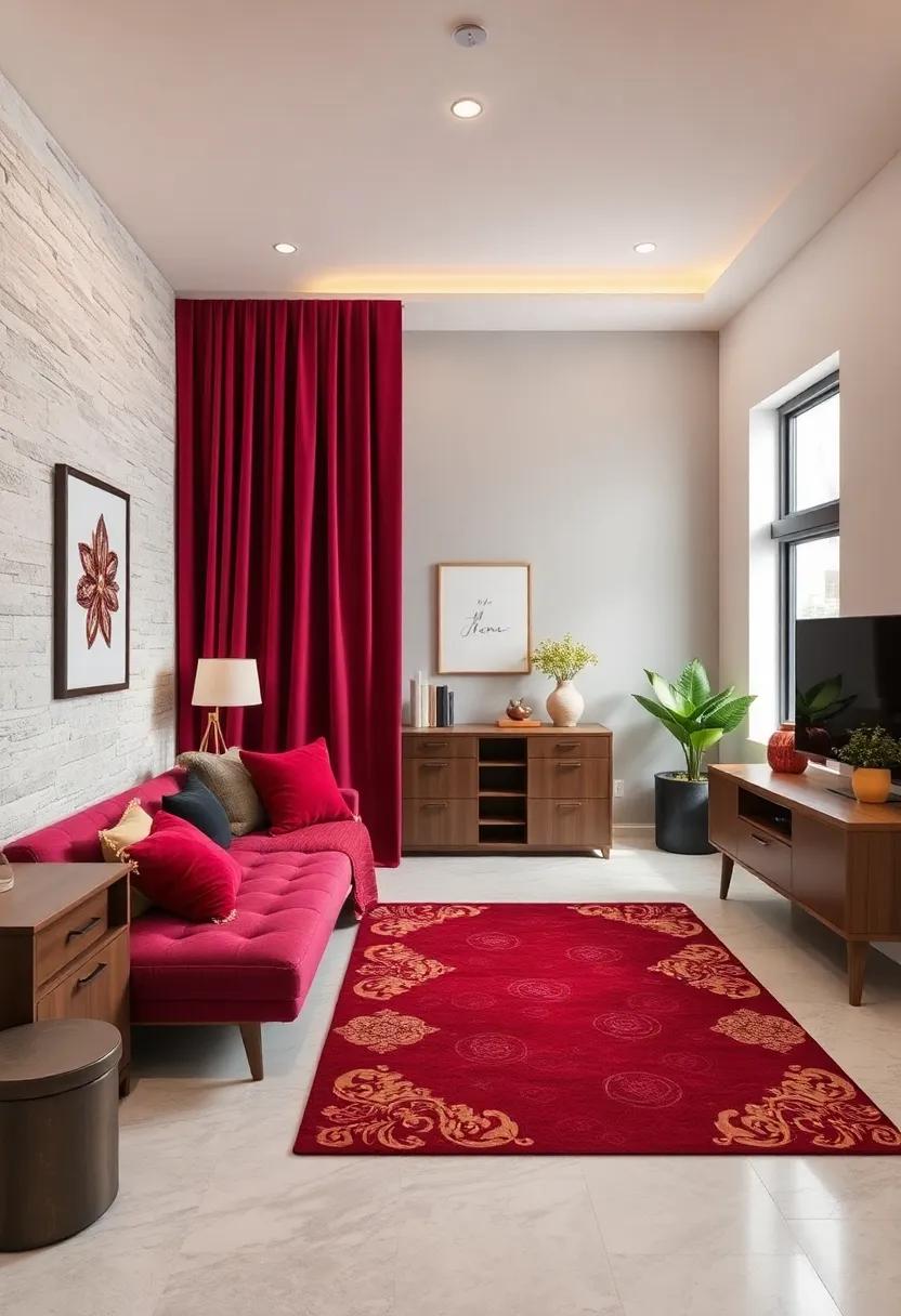 Burgundy Desk Mat with Gold‍ Foil Patterns