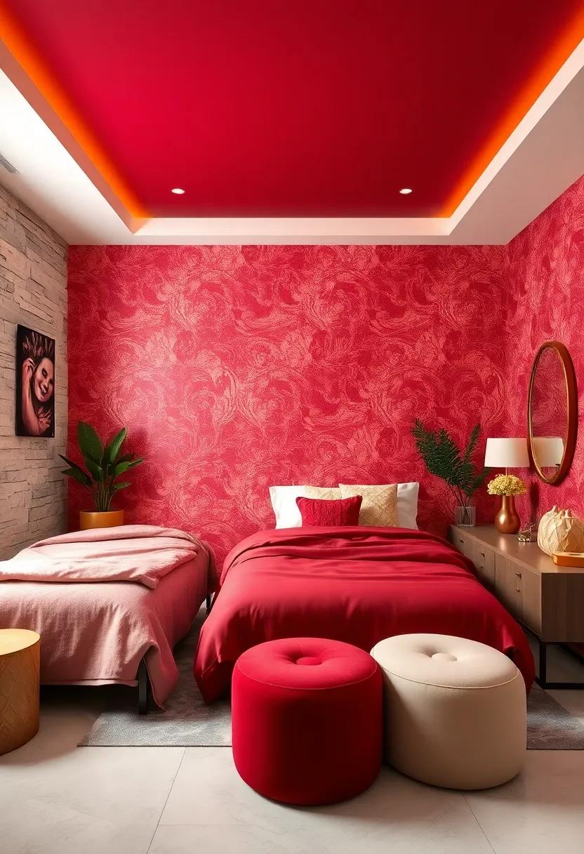 Burgundy Wallpaper with subtle Gold Foil ⁤detailing