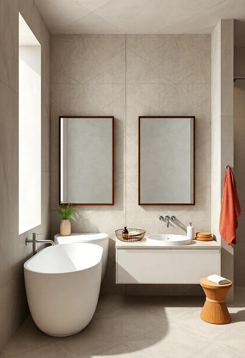 Minimalist Thin Frames Highlighting Clean Lines in a Classic Bathroom Layout