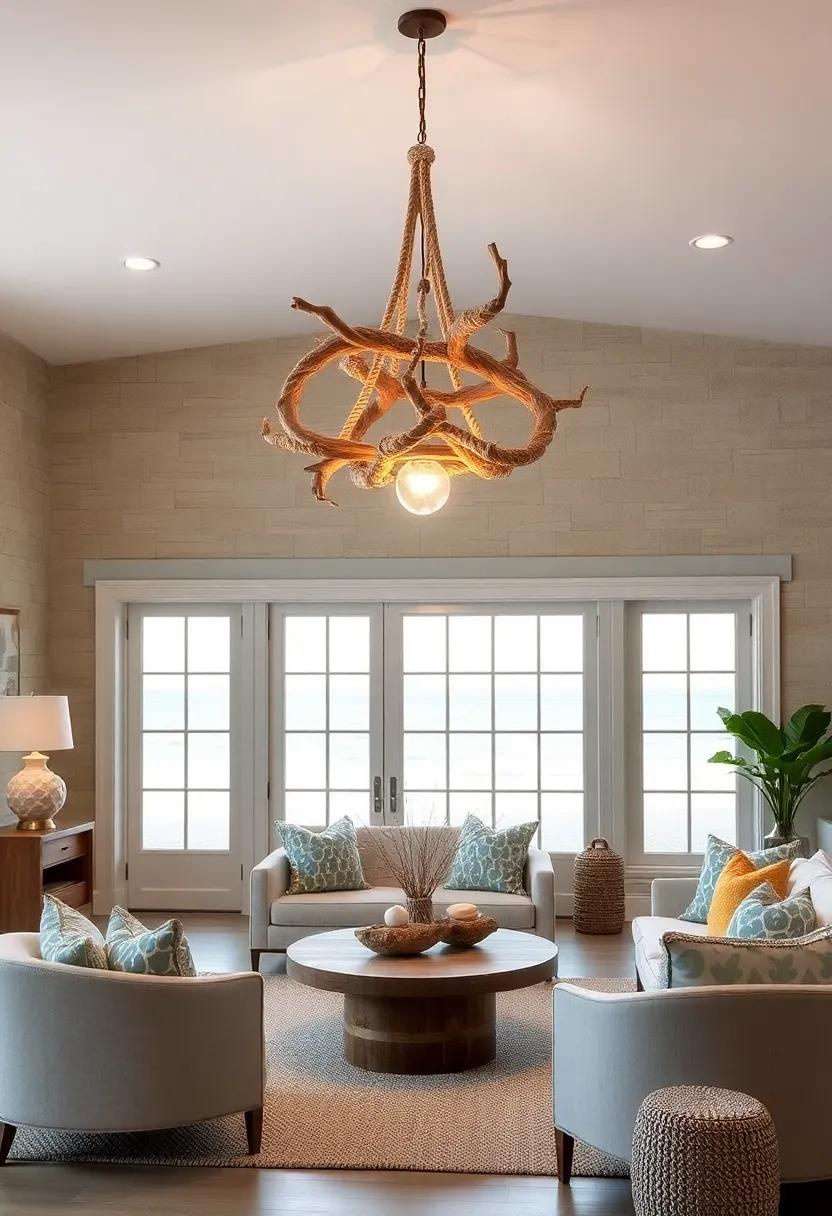 Driftwood and⁢ Rope Chandelier: ‌Combine natural ‌elements ⁢for a centerpiece that captures the essence of the shore