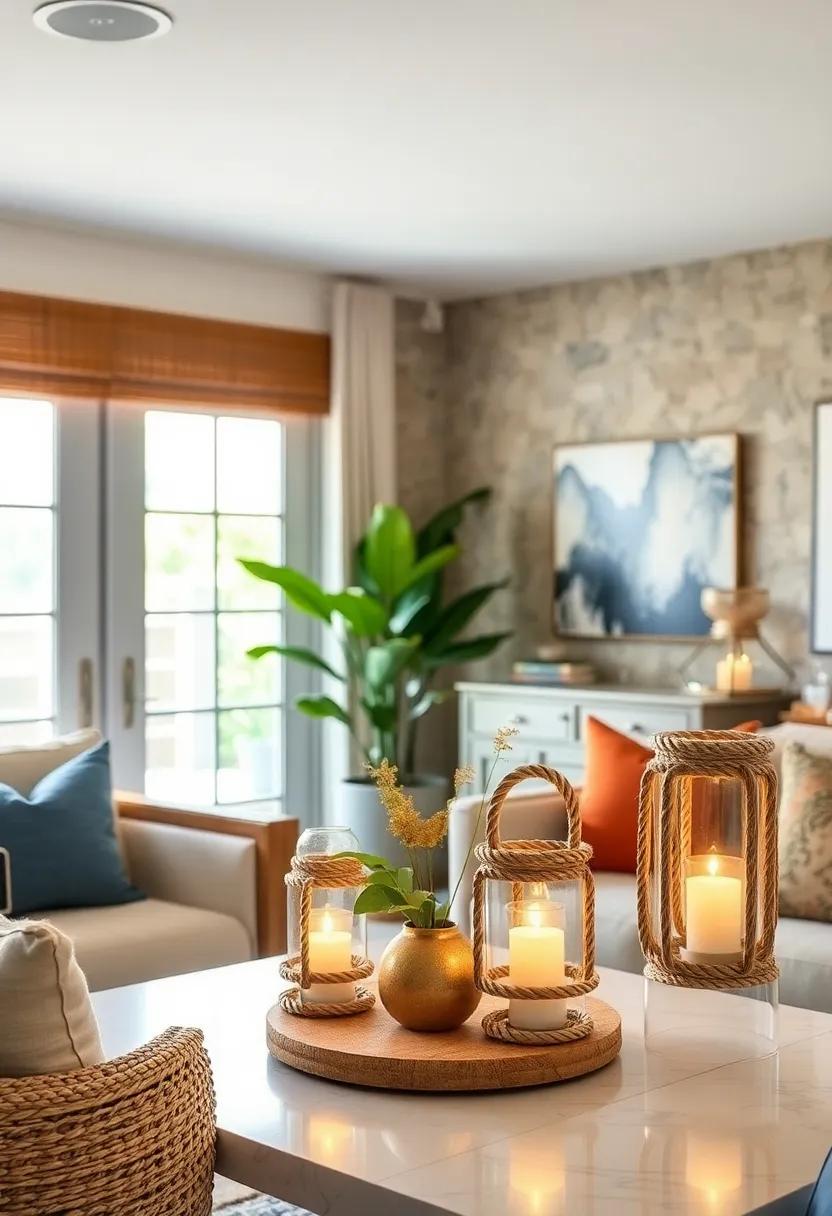 Rope-Wound Table Lanterns: Bring a ​soft, diffused glow‌ to your living⁣ spaces with handcrafted‍ details
