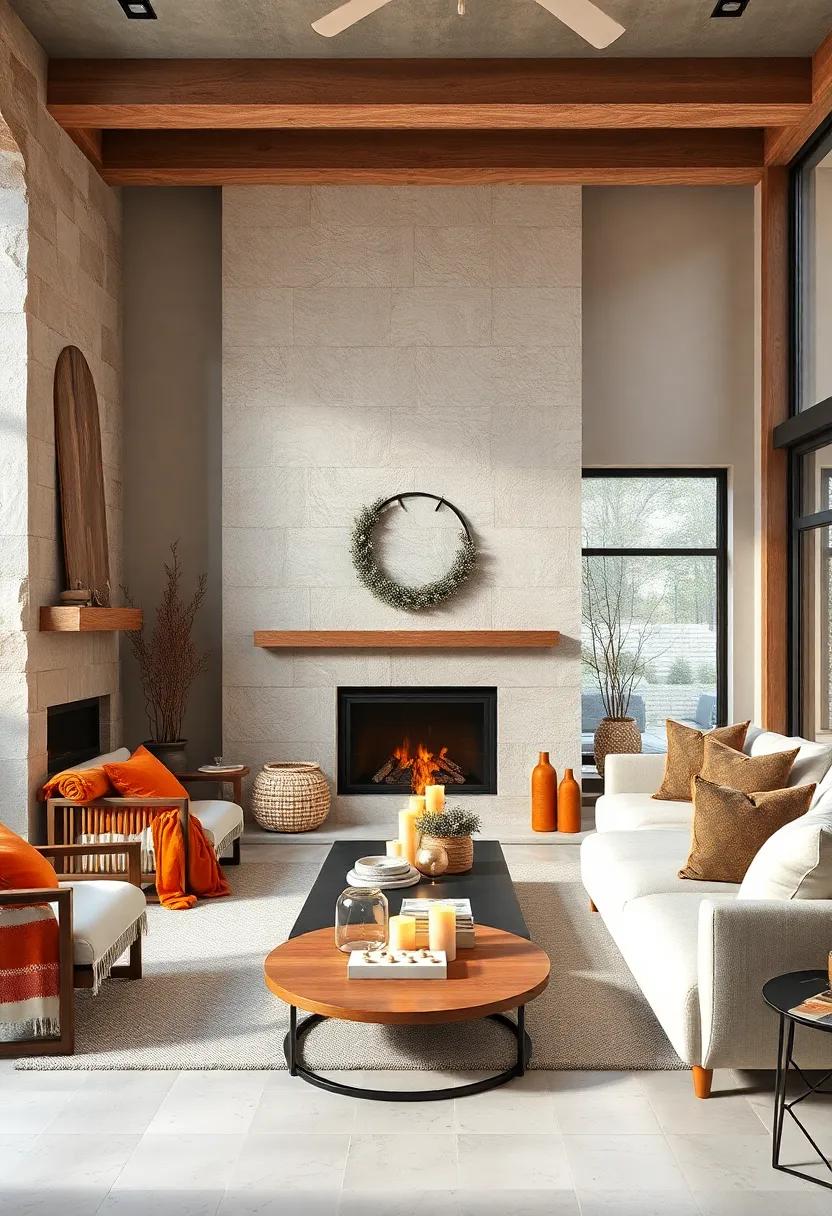 Blending Creamy ⁢Whites and​ Burnt Orange Hues for a Cozy Fireside Ambiance