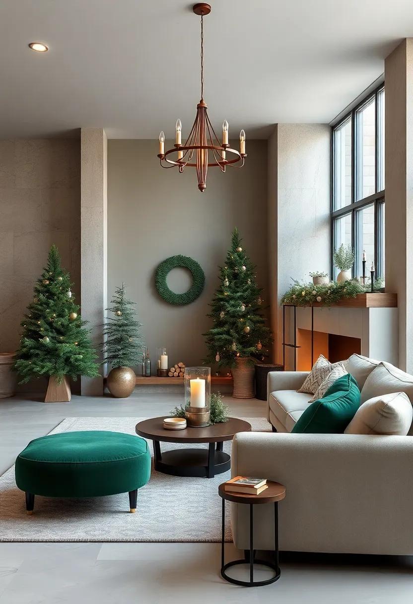 Ivory lace and ​Deep Pine ​Green Textures Blending Classic and Cozy Holiday Styles