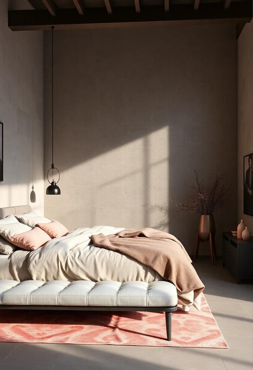 Vivid⁢ Scarlet and Smoky Charcoal Contrasts‌ framed⁢ by Soft wool Textures in ⁢the Living Room