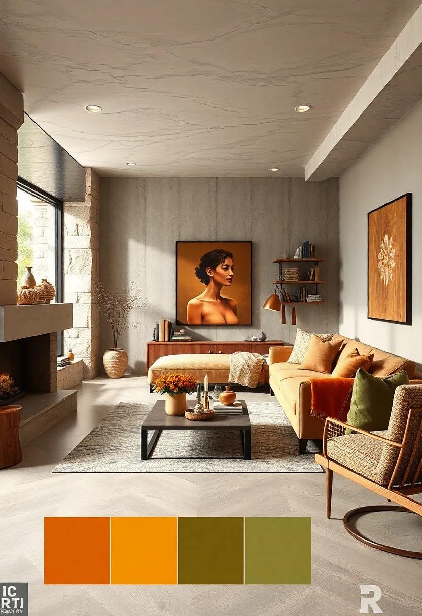 Golden‌ Amber and deep Olive ‌Shades Invoking Autumn’s Last Embrace in Cozy Interiors