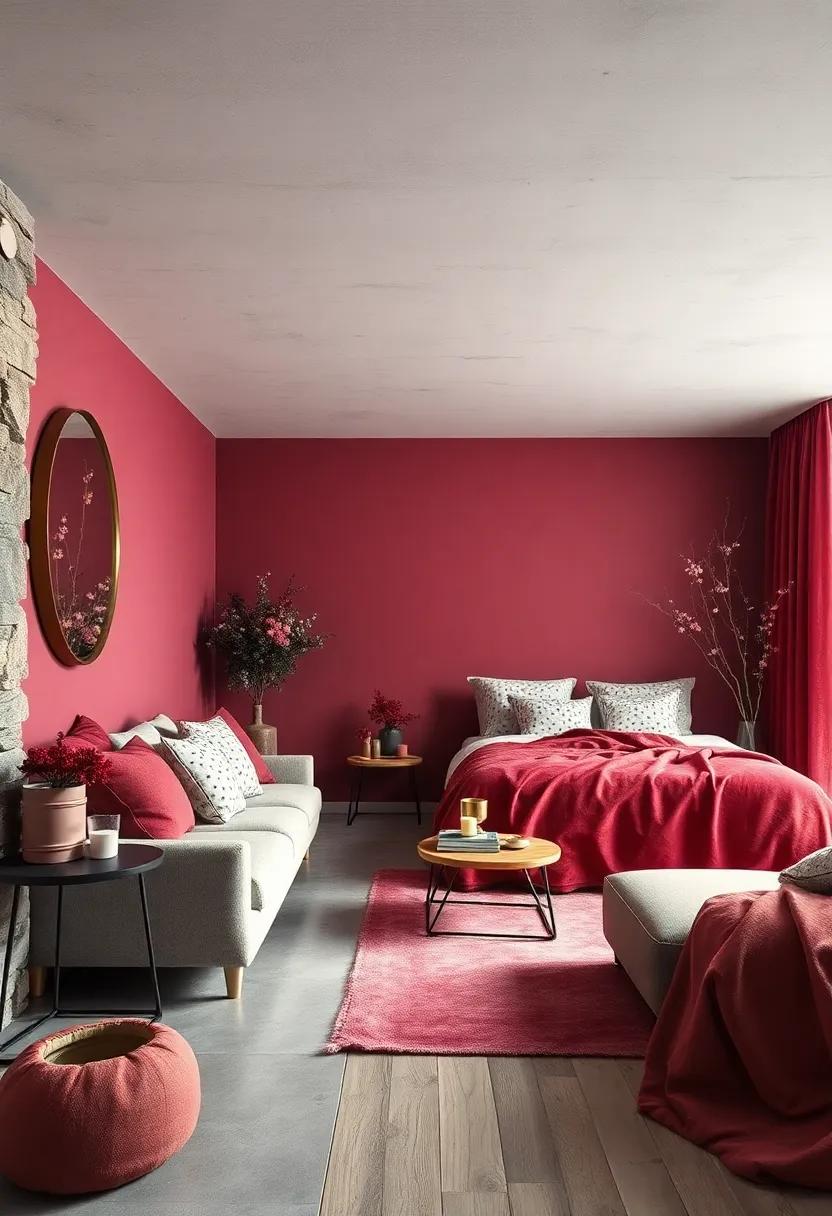 Rich Burgundy and Dusty Rose Palette Enveloping a Romantic Winter Bedroom Setting