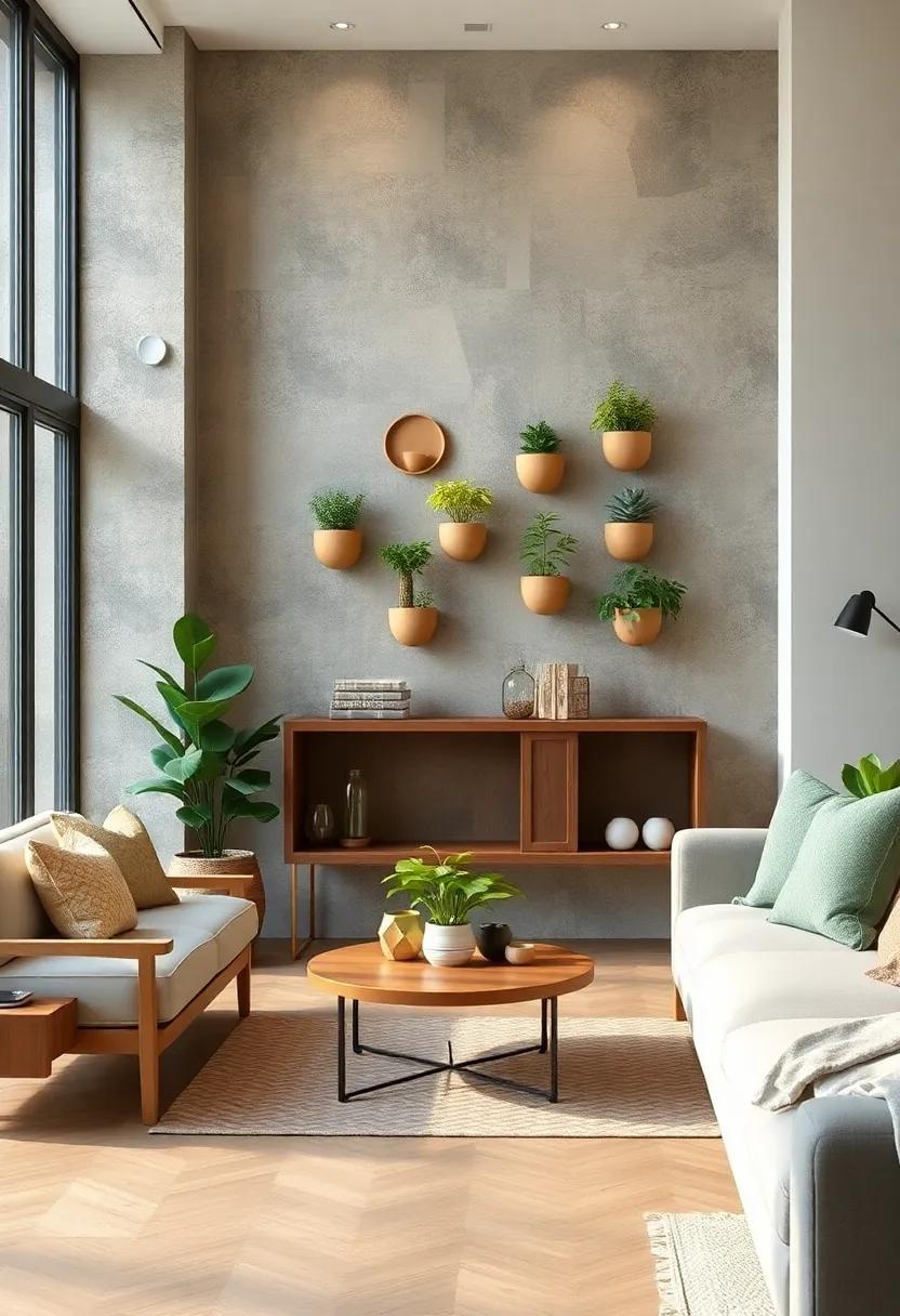 Handcrafted clay wall pockets for‍ small potted herbs