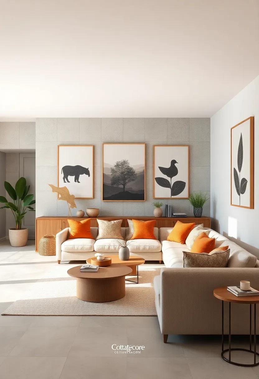 Nature-inspired silhouette prints in​ muted earth tones