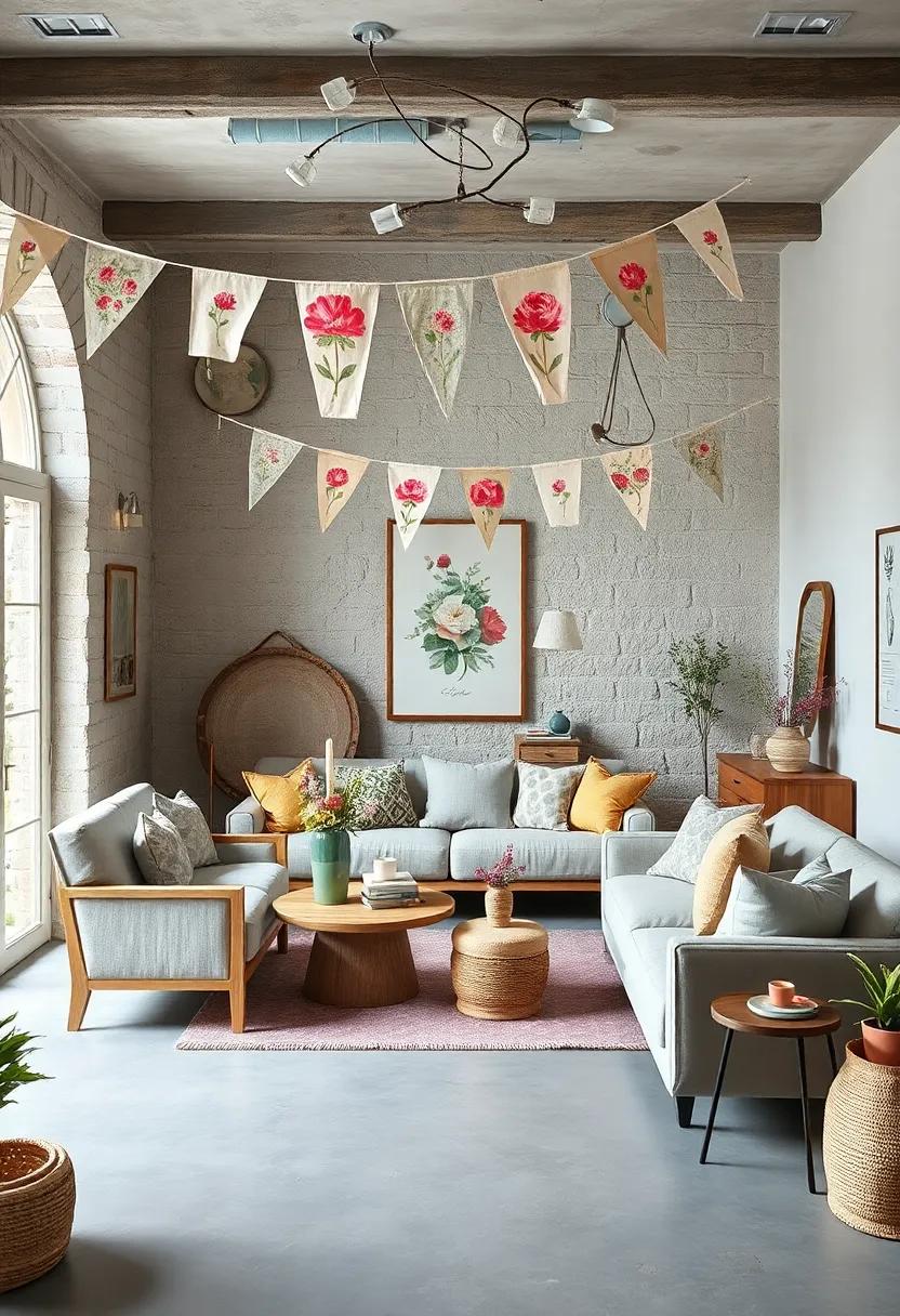 Linen ⁤bunting flags printed with floral motifs