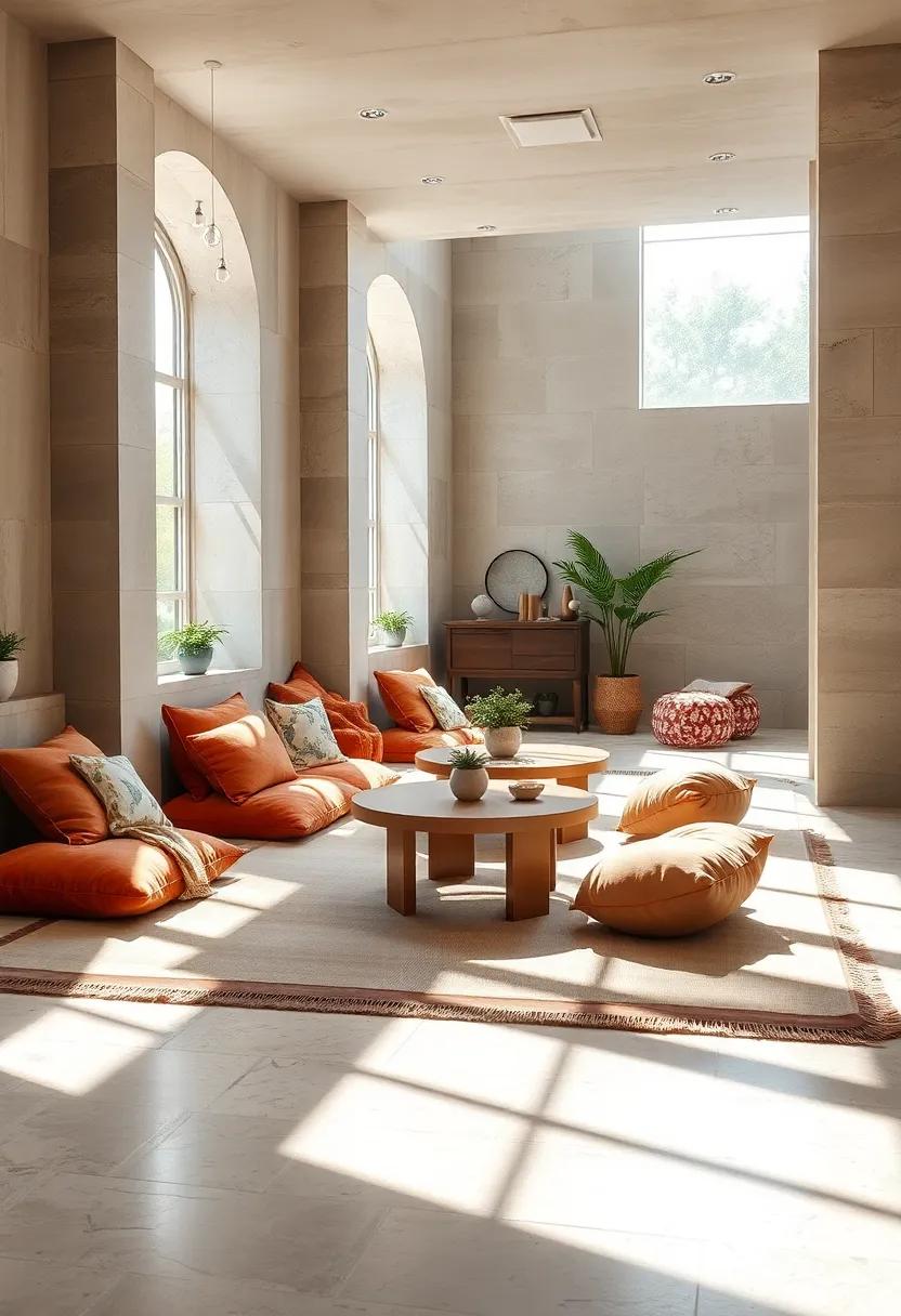 Warm Golden Rays Casting Patterns Over a ⁤Bohemian Inspired Reading Retreat Filled with Rugs and Pillows