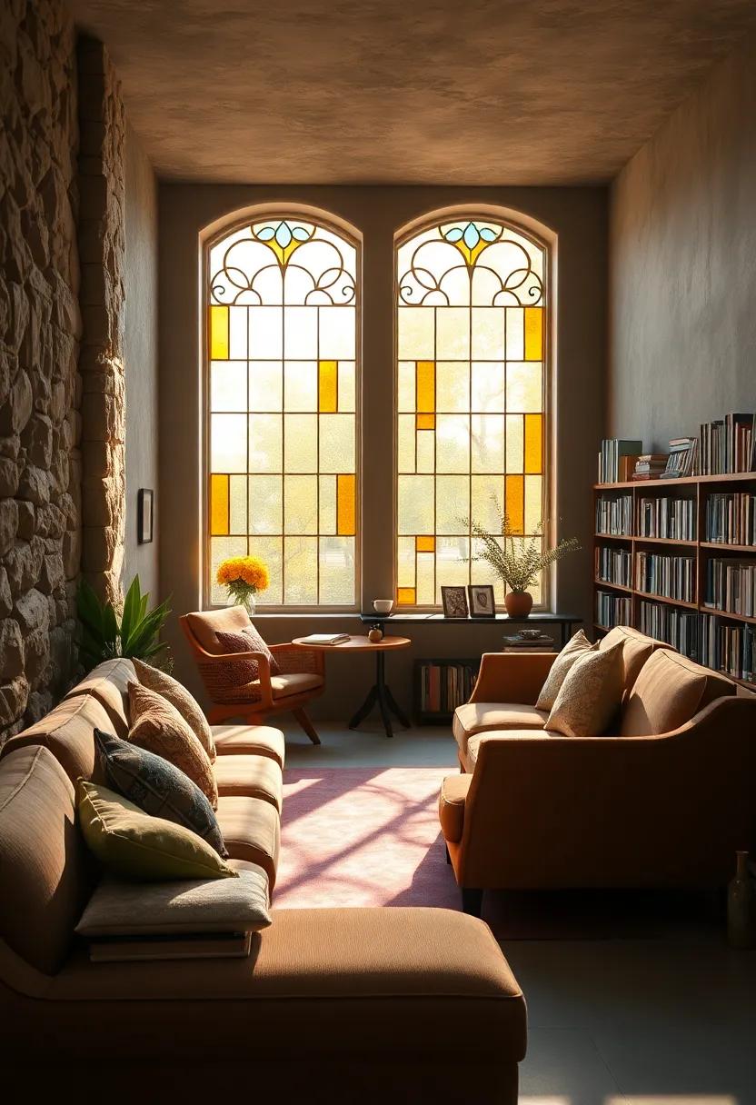 Sunlight Filtering Through Stained Glass⁣ Panels Creating⁤ Colorful⁢ highlights in a Quiet Book Haven