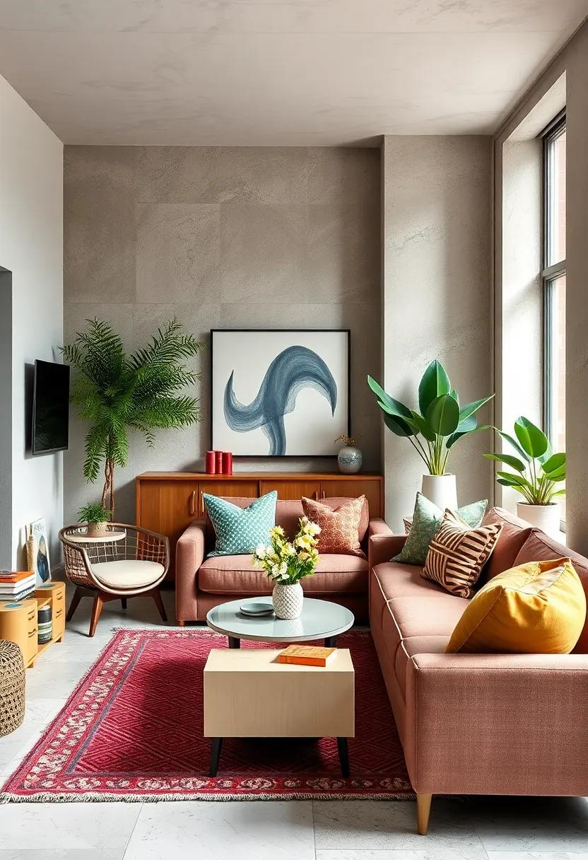 Add pops ​of unexpected color through‌ accent​ pillows,throws,or‍ small furniture pieces