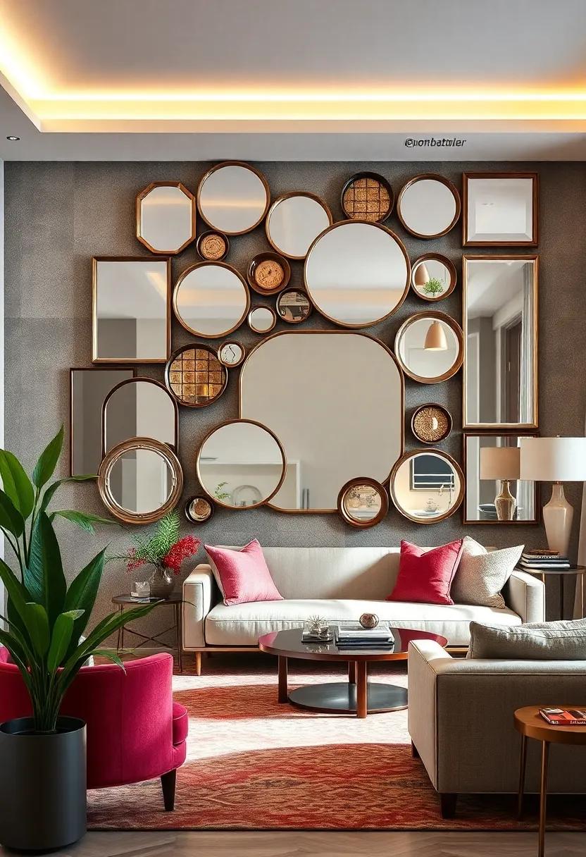 Layered Mirrors ⁤with varying ‍Depths creating Three-Dimensional Wall Art that Captivates and Inspires