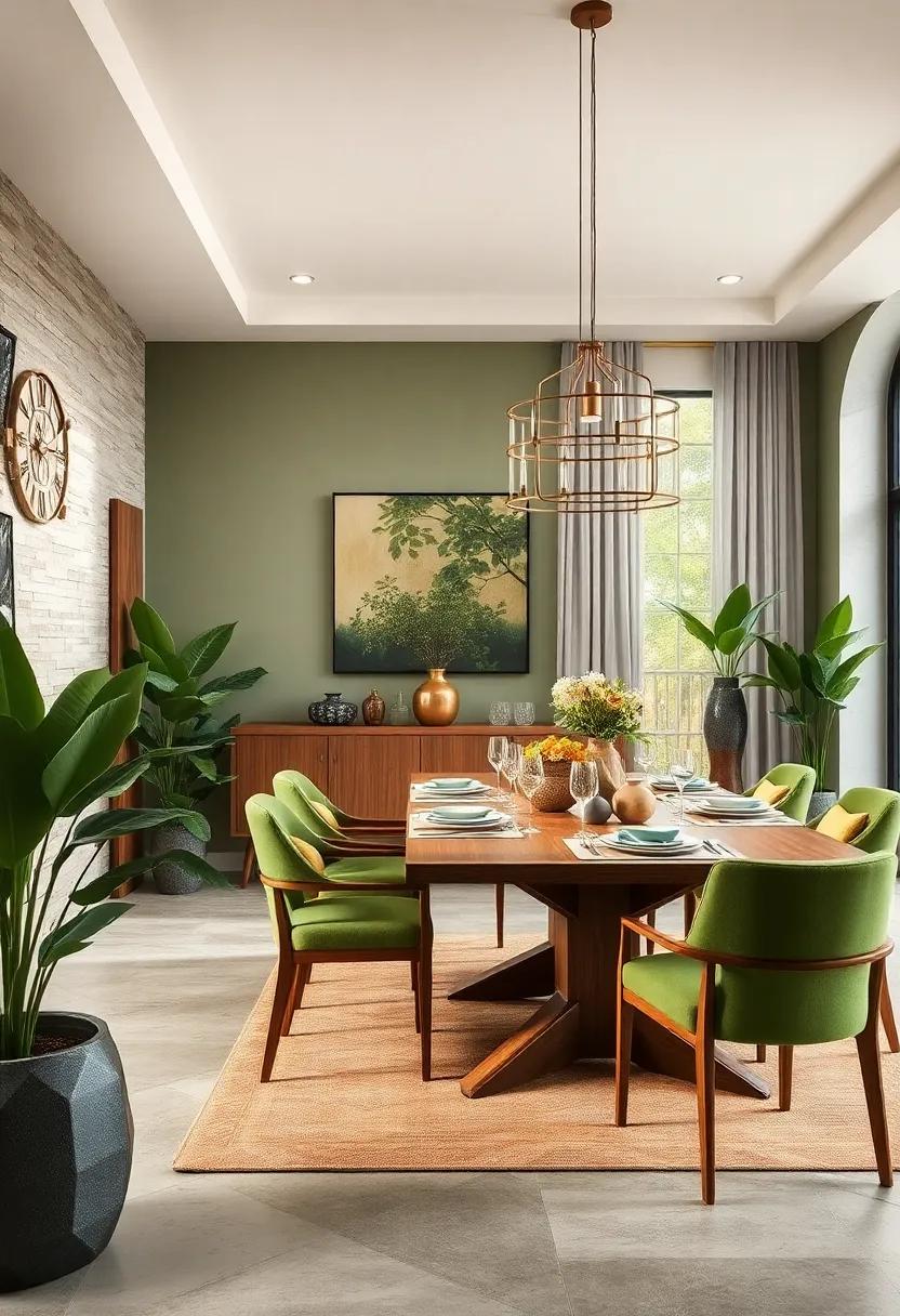 Nature-Inspired Greens Paired with Natural Wood Textures for Organic Dining Vibes