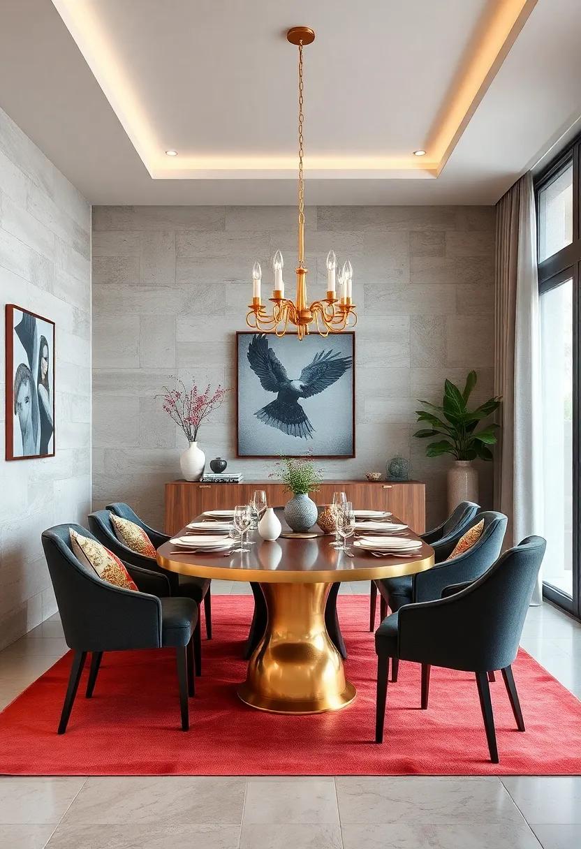 Neutral Shades Mixed with Metallic Accents Reflecting Timeless and Sleek Dining Designs