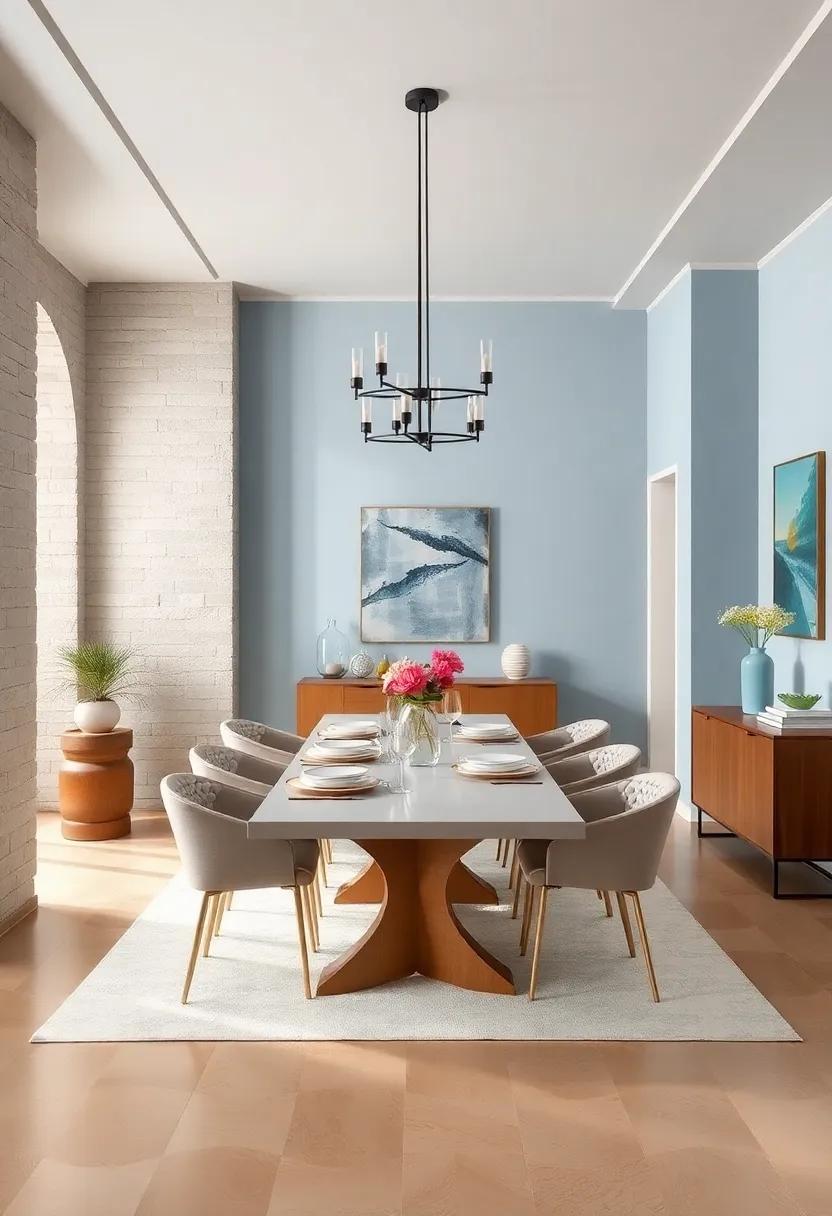 Oceanic Blues and Sandy Beige Tones Bringing Coastal Calm to Dining Environments