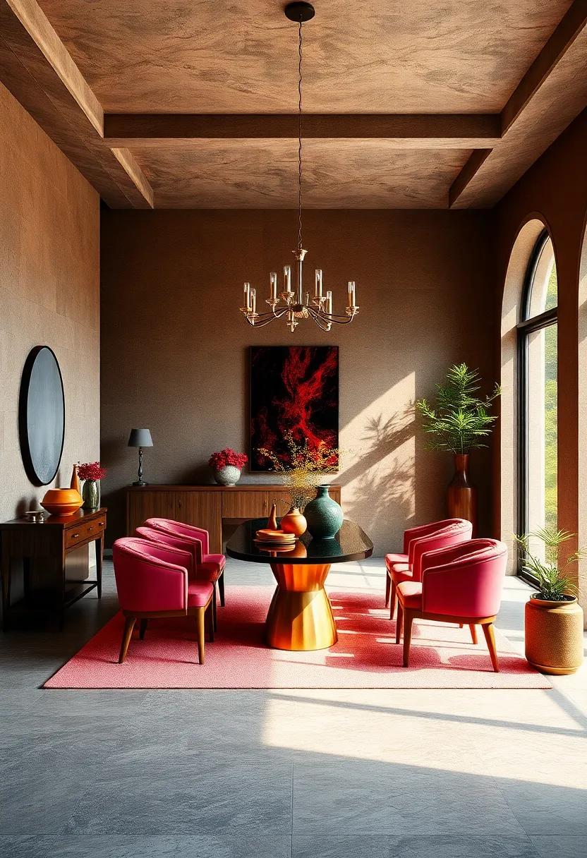 Vibrant Jewel tones Infusing Dining Spaces with Luxury and Depth