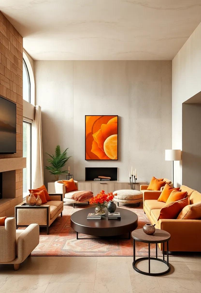 Accentuate with Burnt Orange Art to Create Focal Points