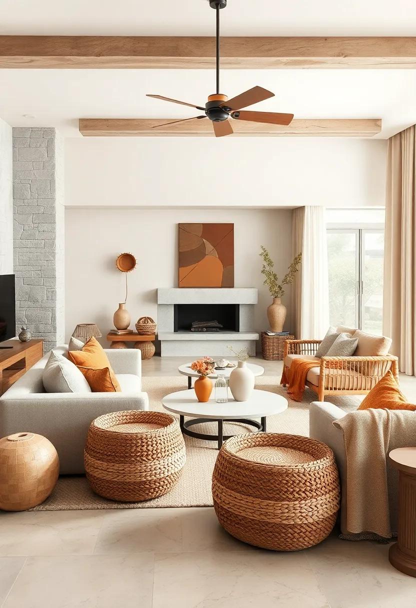 Select Woven Baskets in Tan and Caramel for Textural Interest