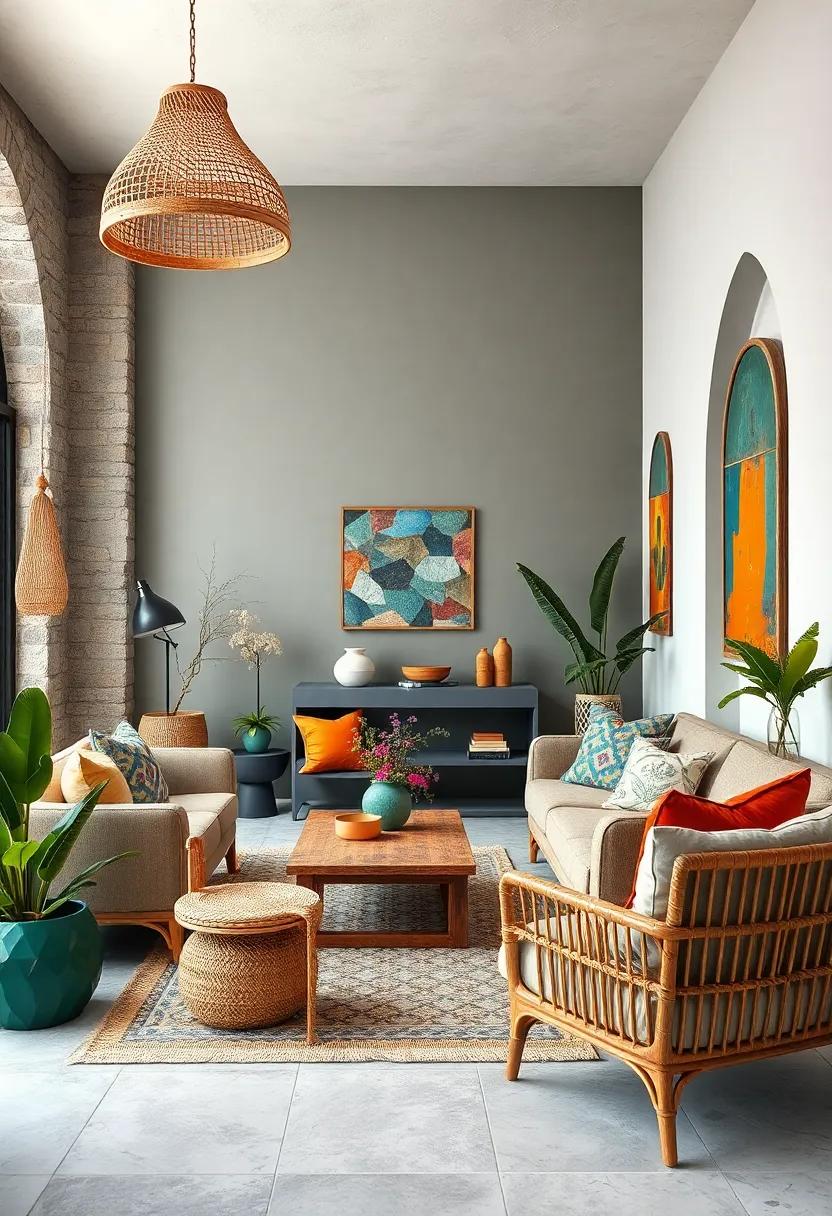 Incorporate natural materials like​ rattan, wicker, and wood to⁢ balance bold colors