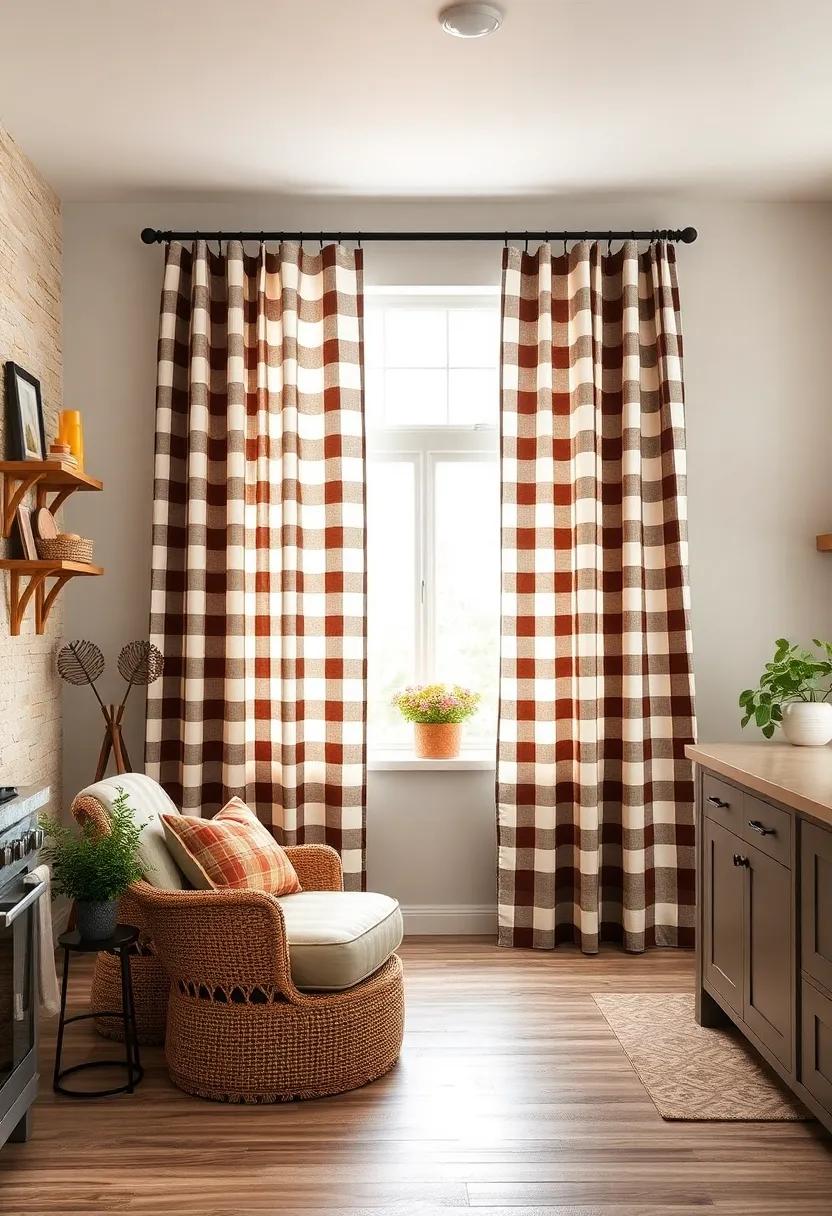 Classic⁤ Gingham Plaid ‌Curtains in Warm Earth Tones