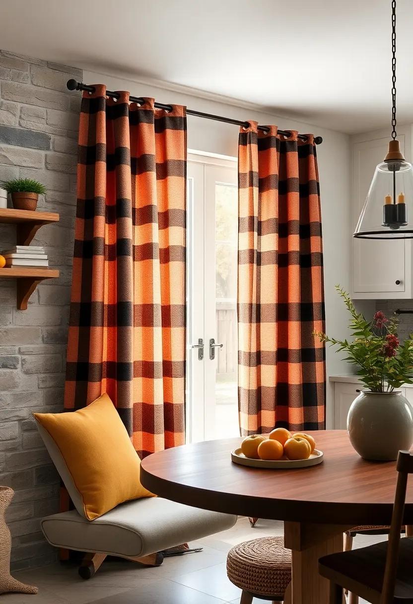 Cozy Flannel ⁤Plaid curtains in Muted Autumn ‌Colors