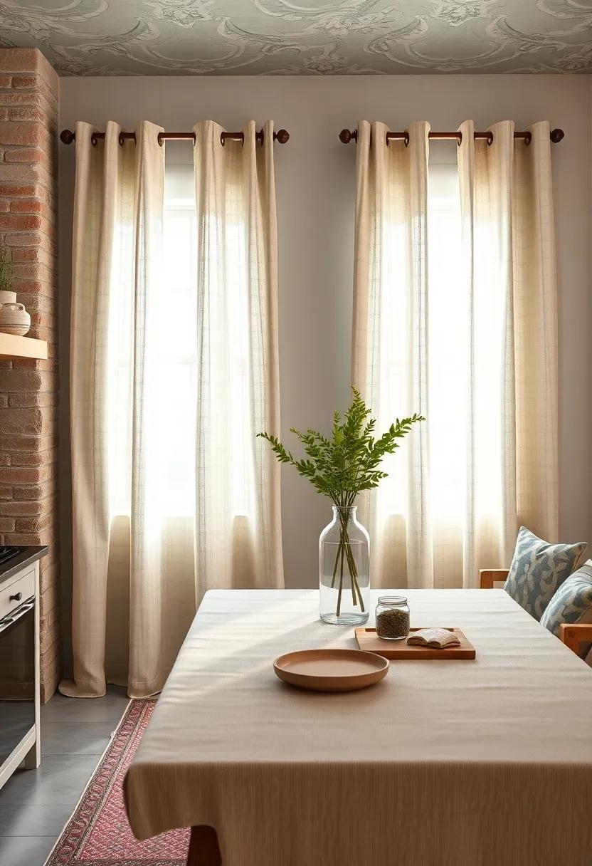 Light Chambray ⁤Fabric Curtains with button Details