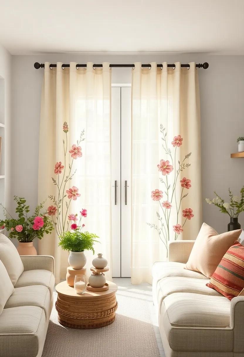 Linen curtains ⁢with hand-Painted ⁢Wildflower Motifs