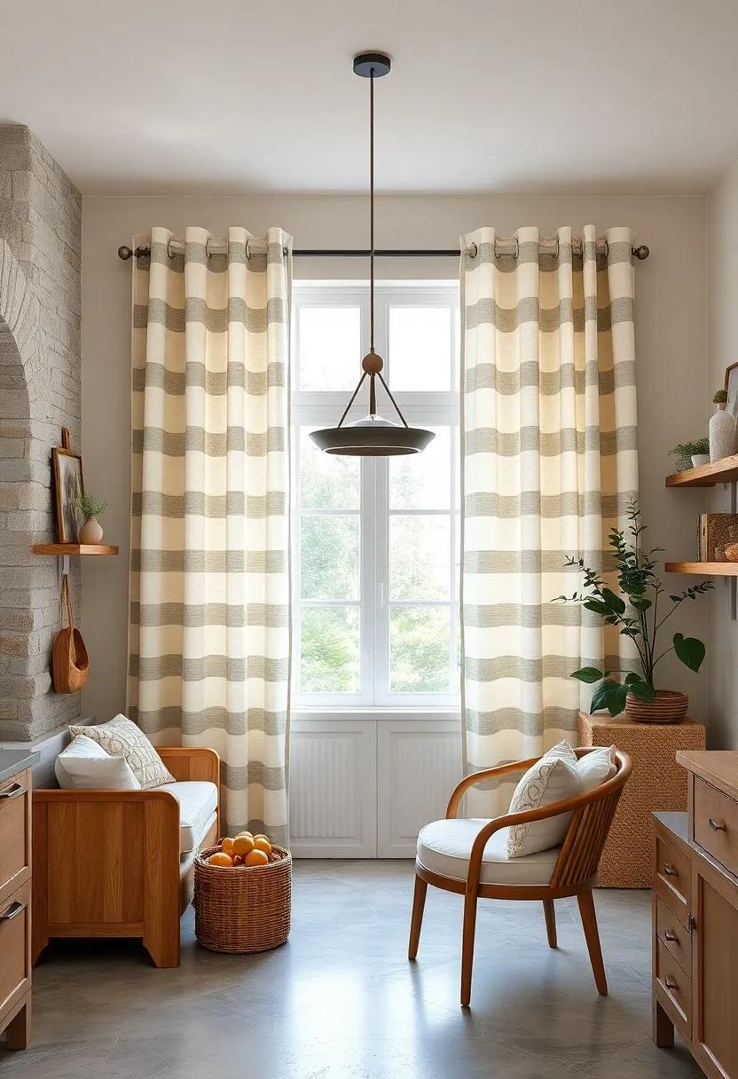 Pastel Striped curtains that Blend ‌Pastoral‌ and Modern Styles