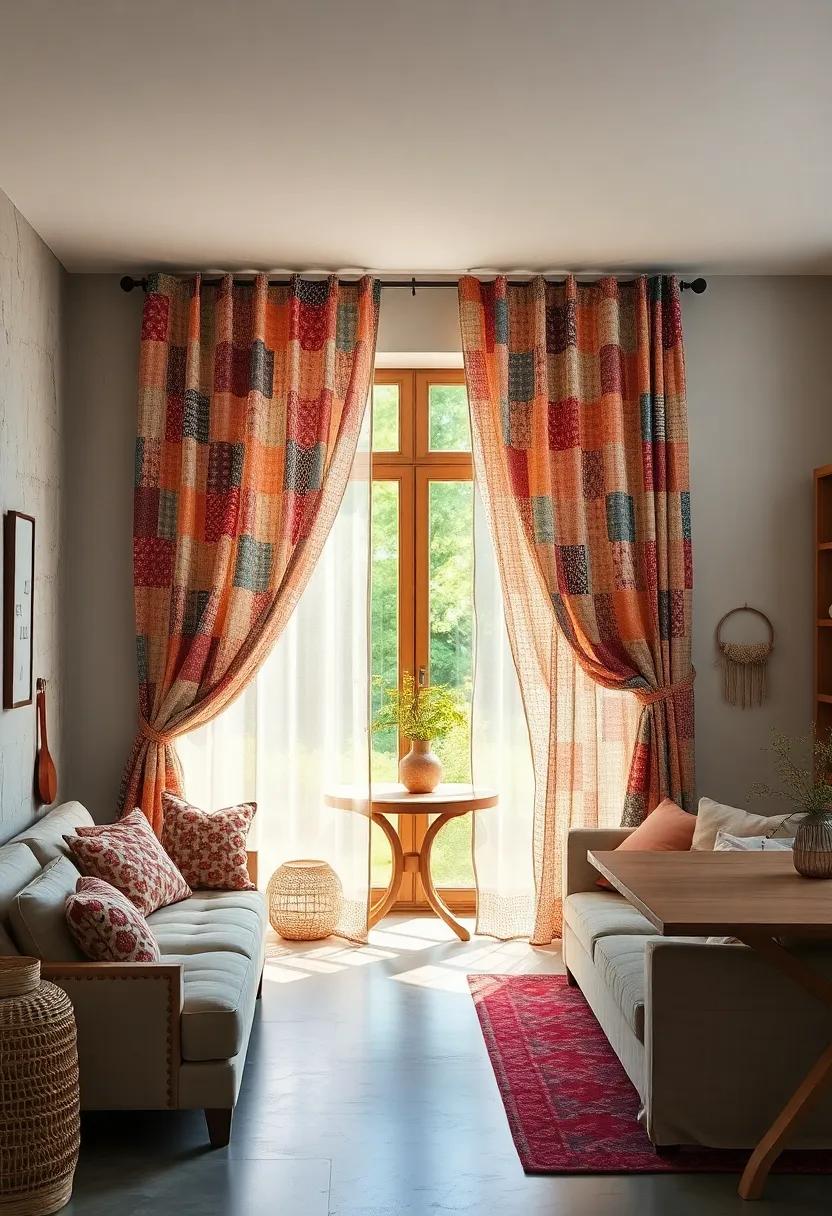 Patchwork⁣ Curtains Using ⁢Vintage Textile ⁢Scraps