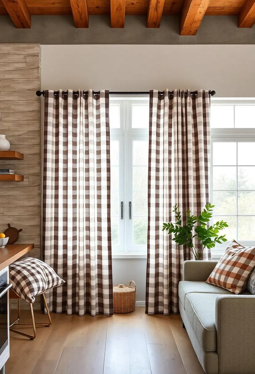 Reversible ⁢Gingham⁢ and ⁢Solid Tone Curtains for Versatility