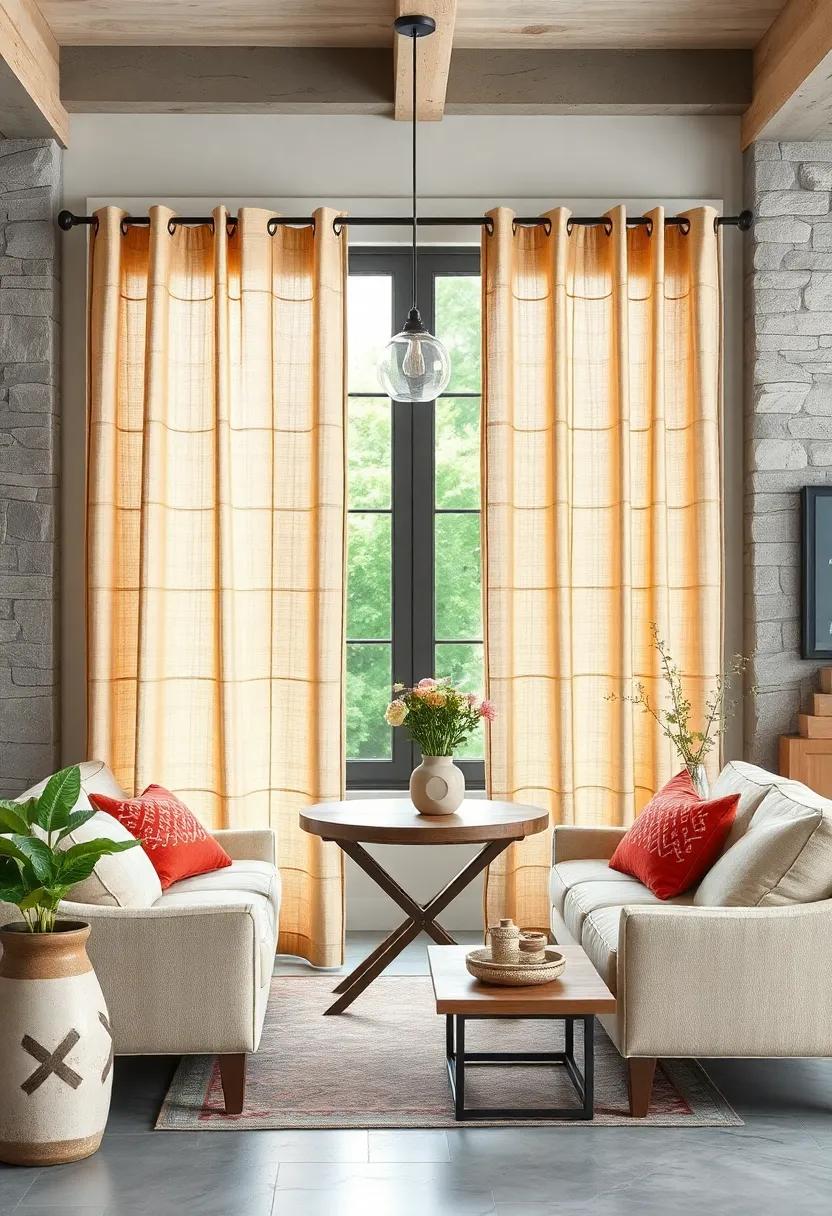 Rustic Burlap Panels with ⁤Hand-Stitched Details