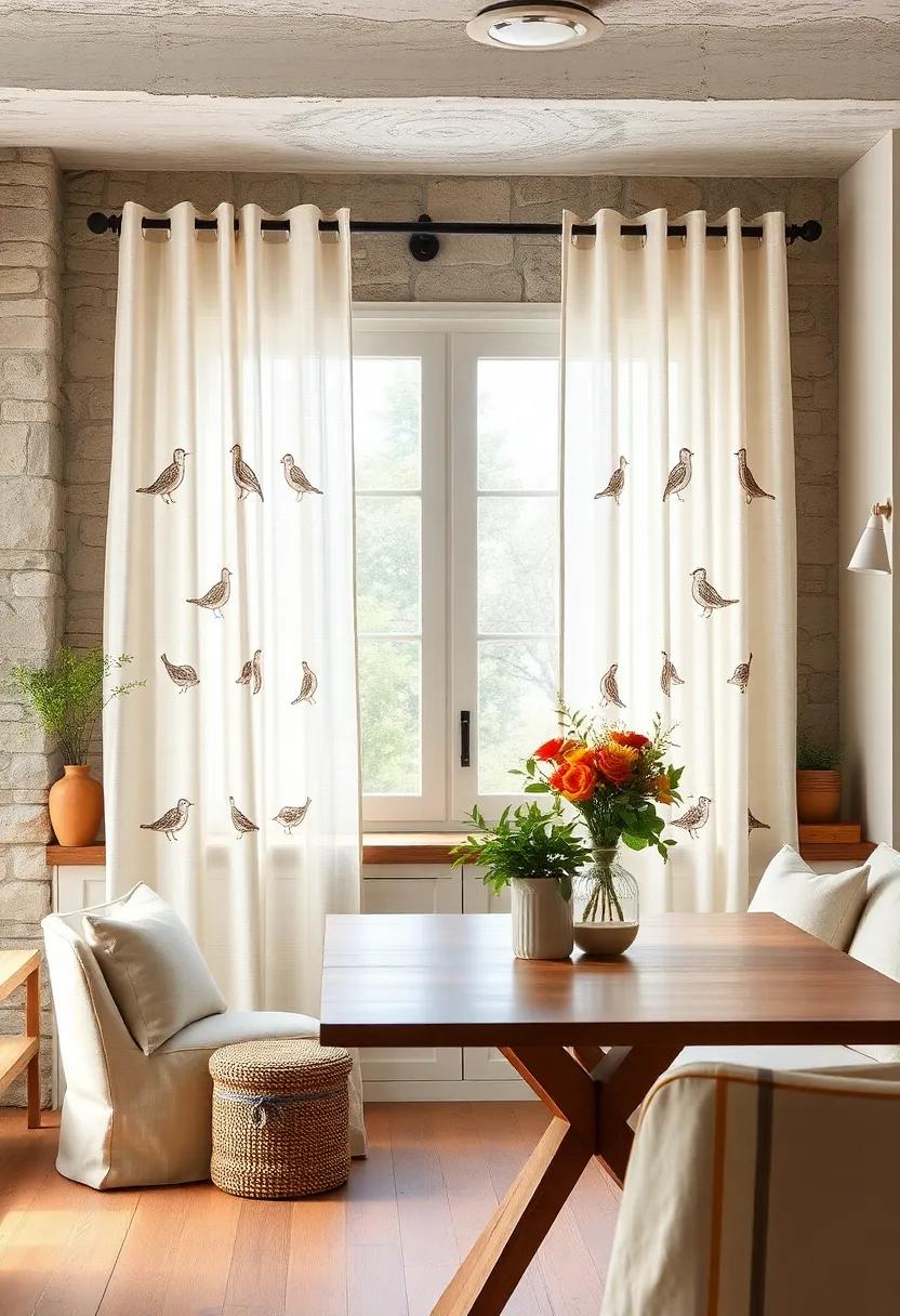 Sheer Voile Curtains⁢ with Embroidered Bird⁣ Silhouettes