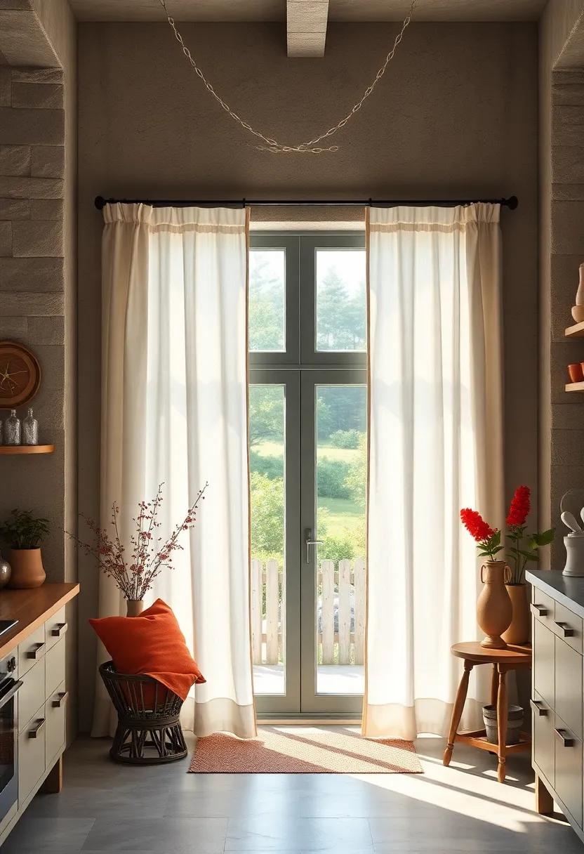 Simple Muslin Curtains with tied-Back​ Ribbons