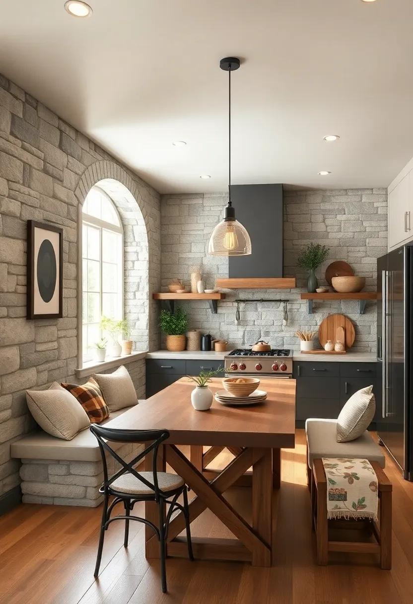 Creating cozy breakfast ‍nooks framed by⁢ stone ‍alcoves and⁣ rustic wood benches